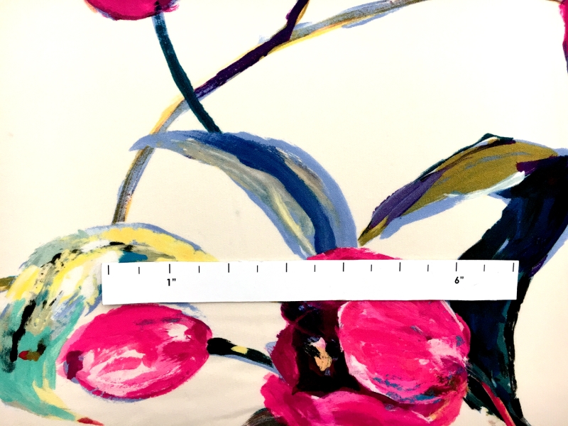 Printed Silk 4Ply Crepe with Magenta Tulips1