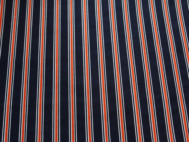 Cotton Canvas Orange Navy Stripe0