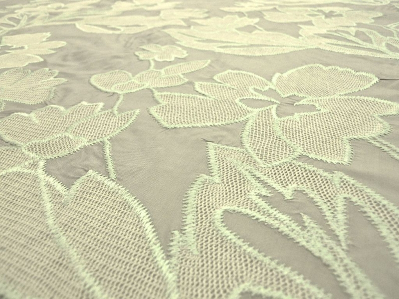Silk Taffeta with Embroidered Flowers and Mesh2