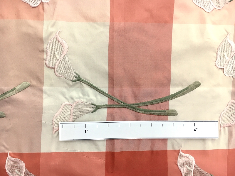 Silk Taffeta Check with Embroidered Calla Lilies1