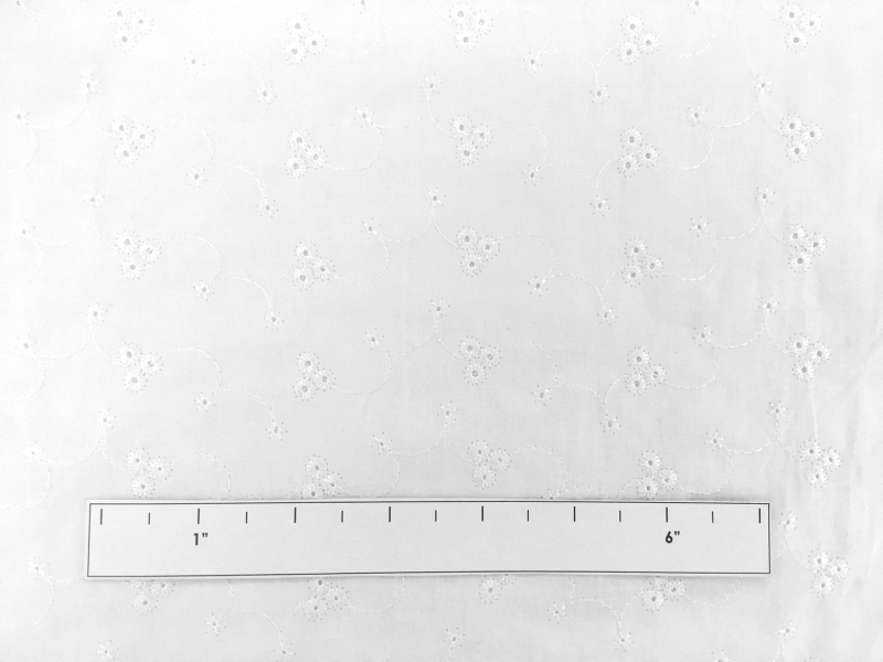 Cotton Eyelet with Embroidered Flowers in White1