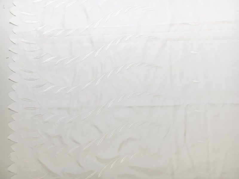 Bridal Polyester Taffeta with Embroidered Feathers Degradé0