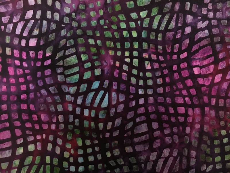 Cotton Batik With Psychedelic Print in Purple and Green0