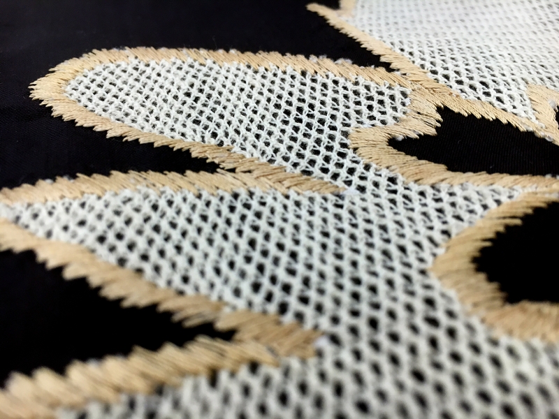 Silk Taffeta with Embroidered Flowers and Mesh2