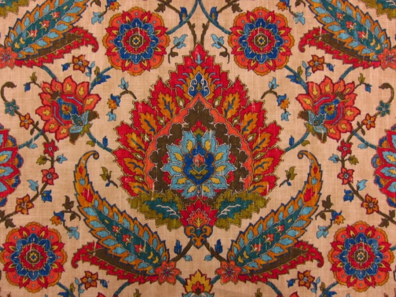 Linen Upholstery Paisley Print0