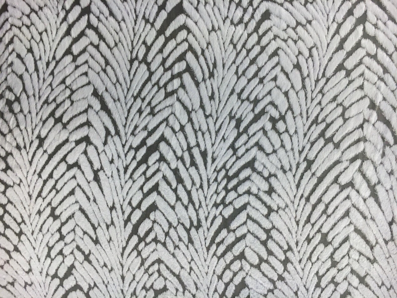 Burnout Velvet With Art Deco Pattern in Ice Grey0
