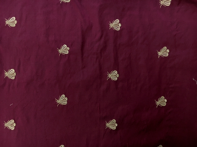 Iridescent Silk Shantung with Embroidered Moths0