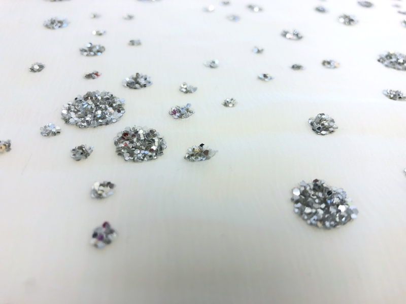 Flocked Glitter on White Silk Chiffon 2