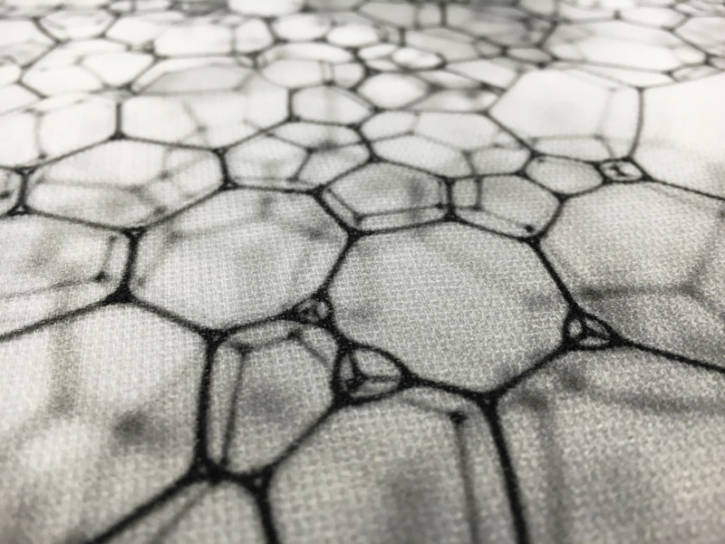 Printed Silk Gazar with Abstract Bubble Geometric Print2