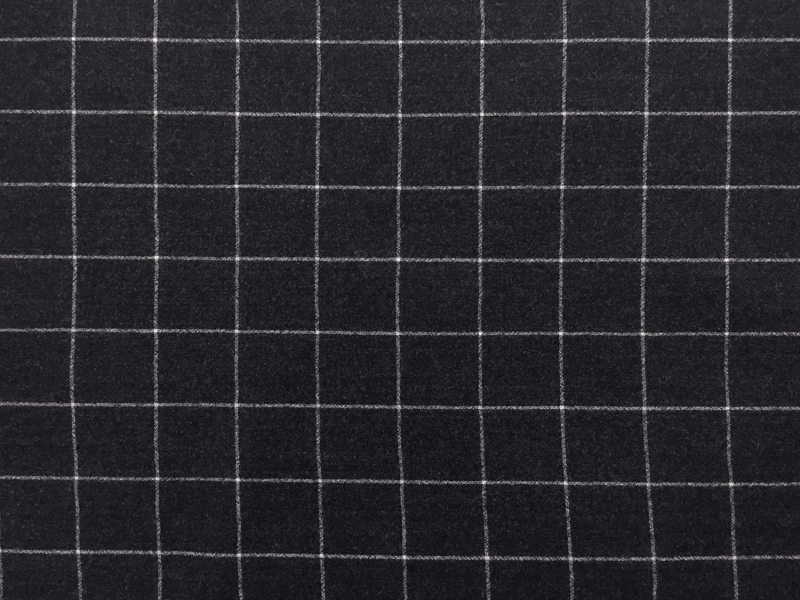 Italian Virgin Wool And Lycra Window Pane Flannel in Charcoal0