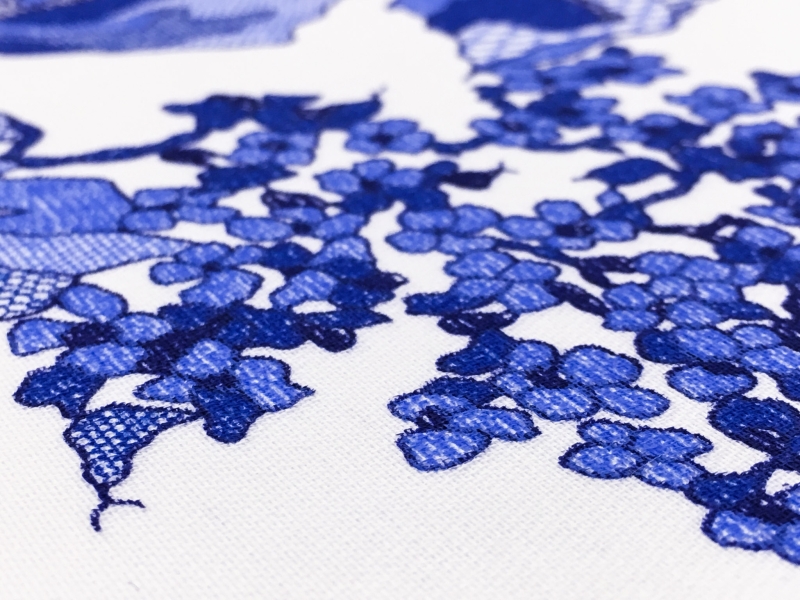 Printed Silk Couture Gazar with Roses2