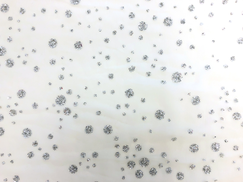 Flocked Glitter on White Silk Chiffon 0