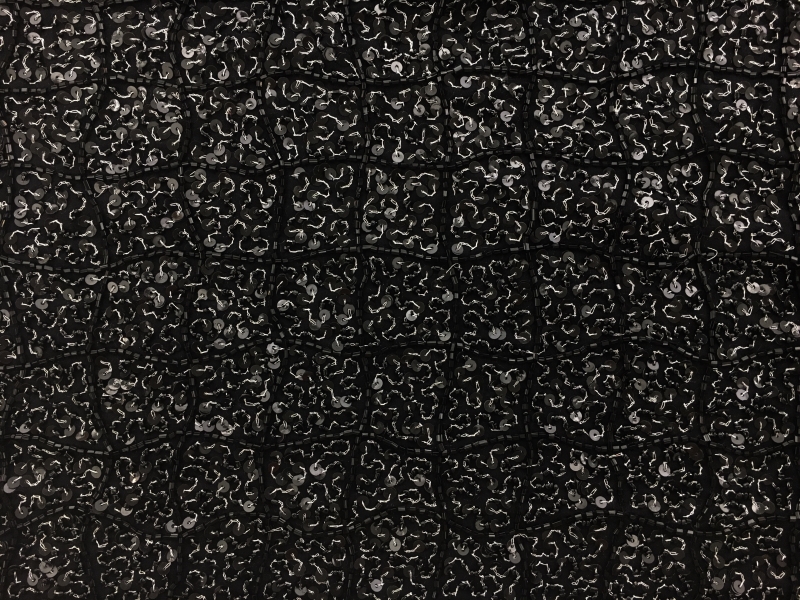 Sequins on Silk Chiffon with Bugle Bead Squares0