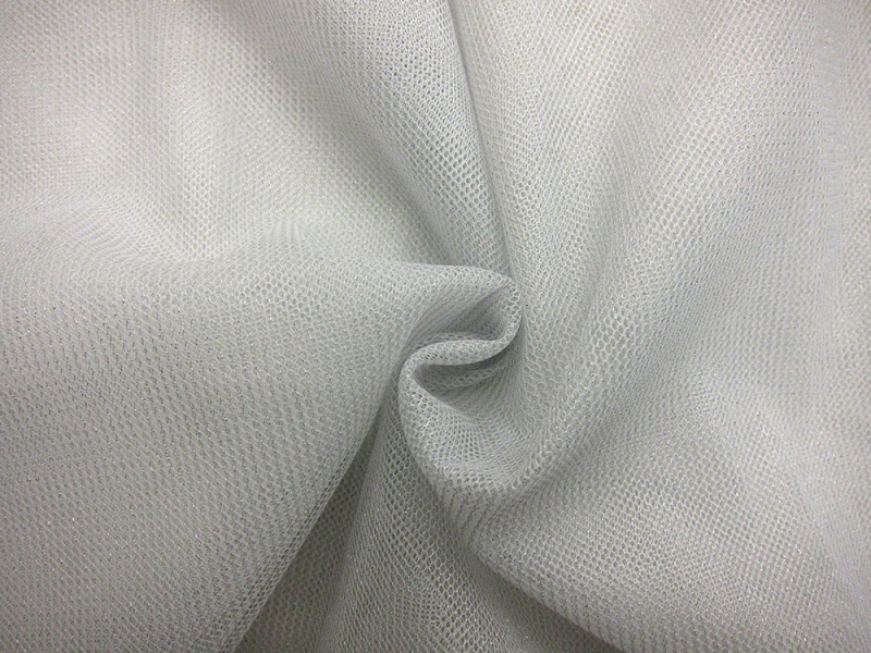 Metallic Nylon Tulle in Argento Bianco0