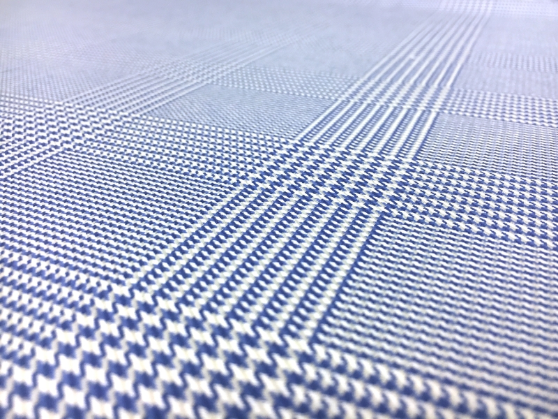 Italian Superfine Wool and Silk Glen Check in Cornflower 2