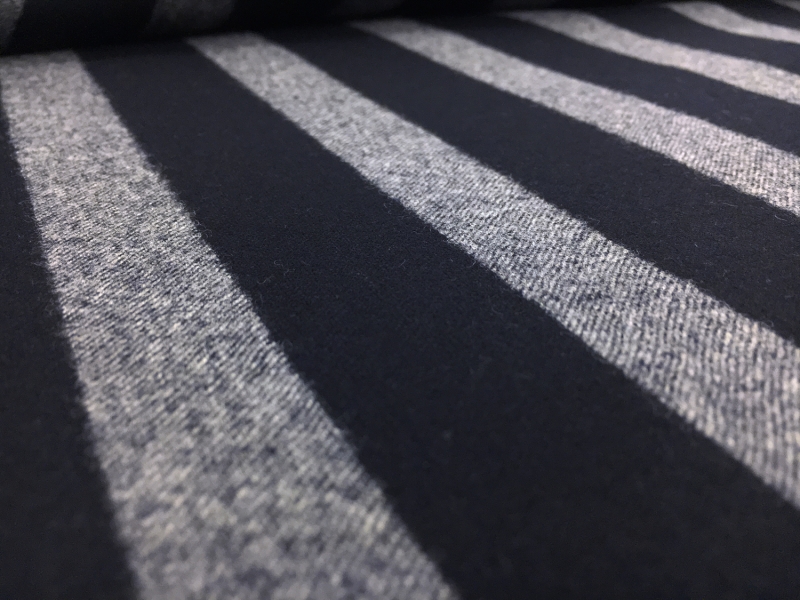 Italian Stretch Wool Blend Flannel Stripe in Navy2