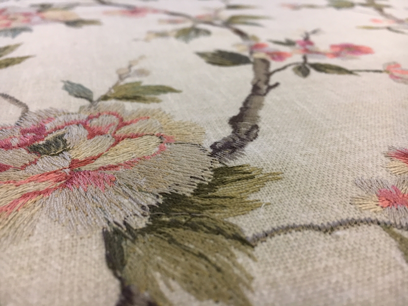 Poly Cotton Upholstery with Floral Embroidery2