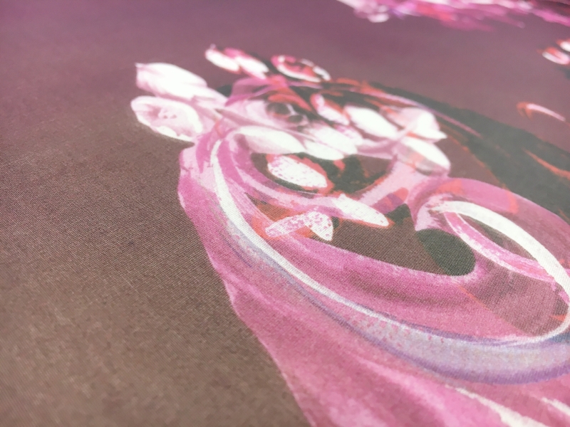 Detailed Printed Organza with Flowers and Swirls2