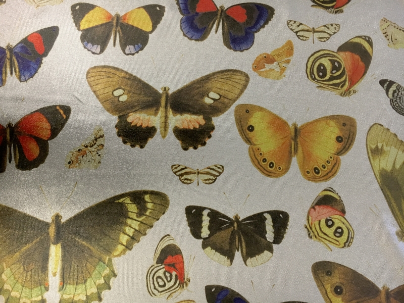 Printed  Silk and Poly Blend Crepe Lamé with Various Butterflies0