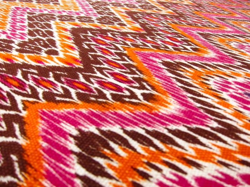 Linen Upholstery Multi Zig Zag Ikat Print2
