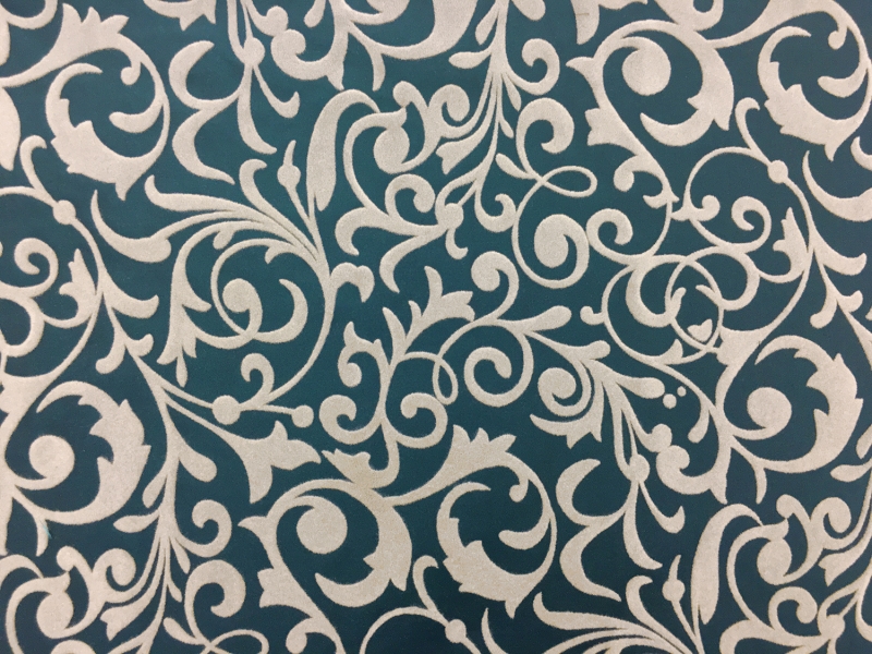 Italian Flocked Silk Taffeta With Arabesque Pattern0