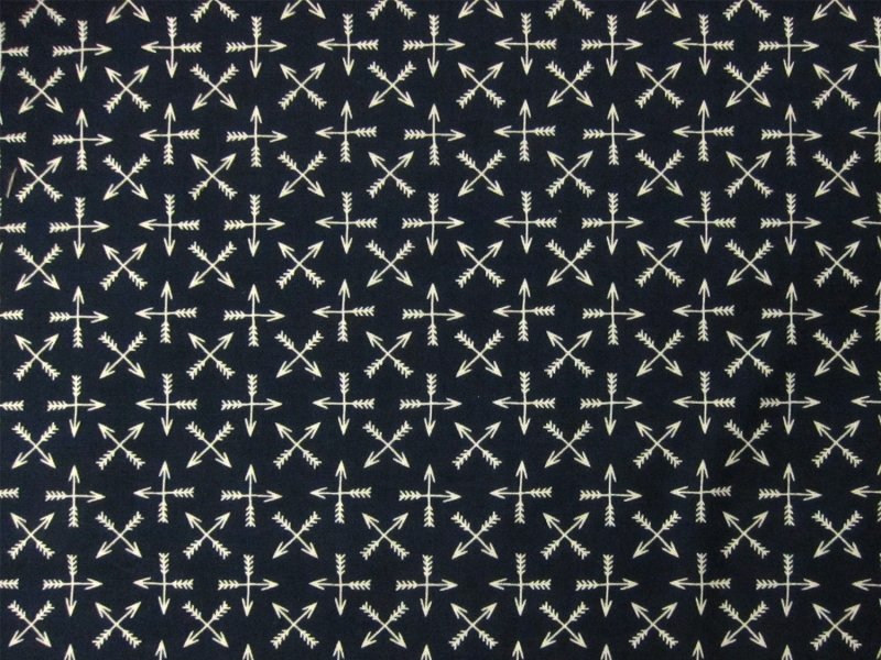 Navy Cotton Broadcloth Print with Crossed Arrows1