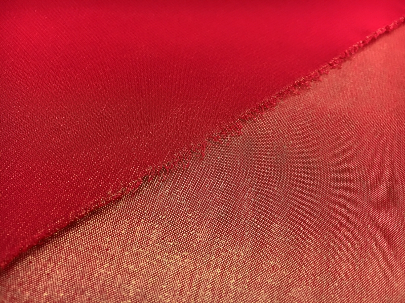 Microfiber Gold Metallic Chiffon in Red1