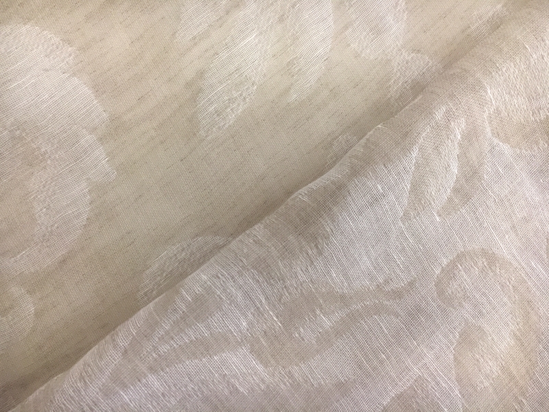 Poly Linen Double Gauze Filigree Damask in Natural4
