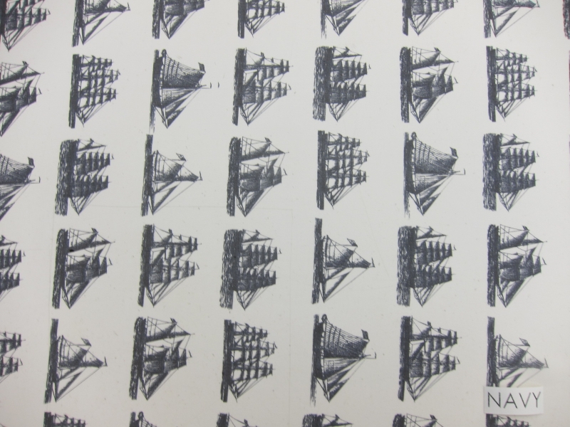 Printed Silk Chiffon (in Navy)1