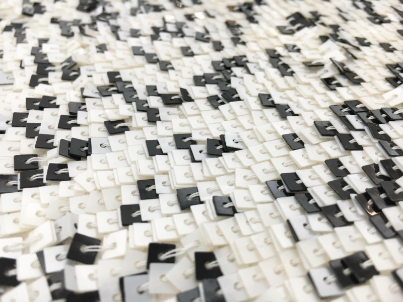 Square Black and White Sequins on Silk Chiffon2