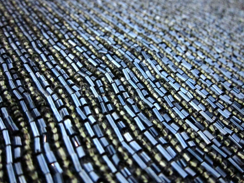 Suzanne Navy Bugle Bead Embroidered Tulle Bodice 2