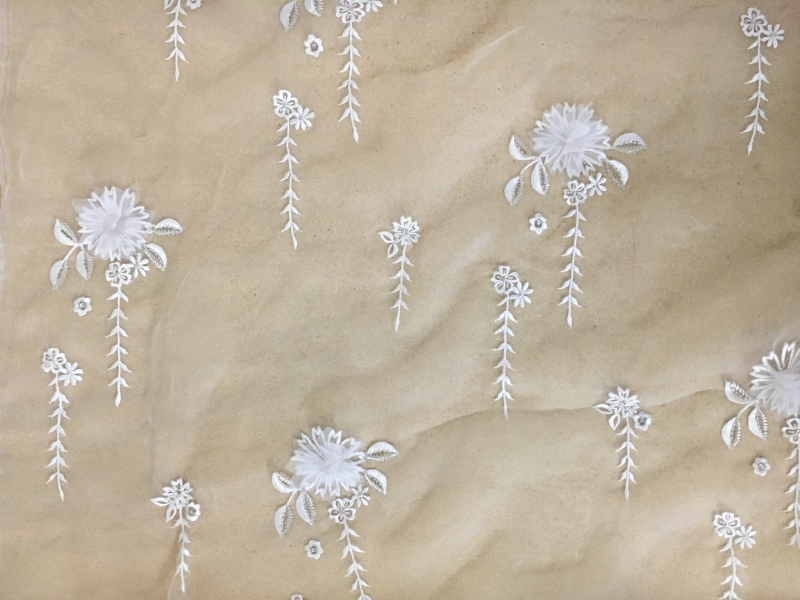 Metallic Embroidered Nylon Organza with Rhinestone Appliqués0