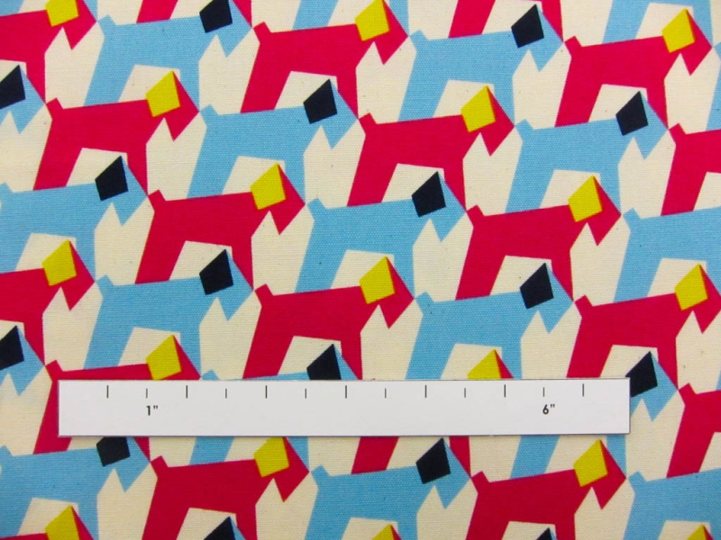 Japanese Cotton Light Canvas Dogs Print2