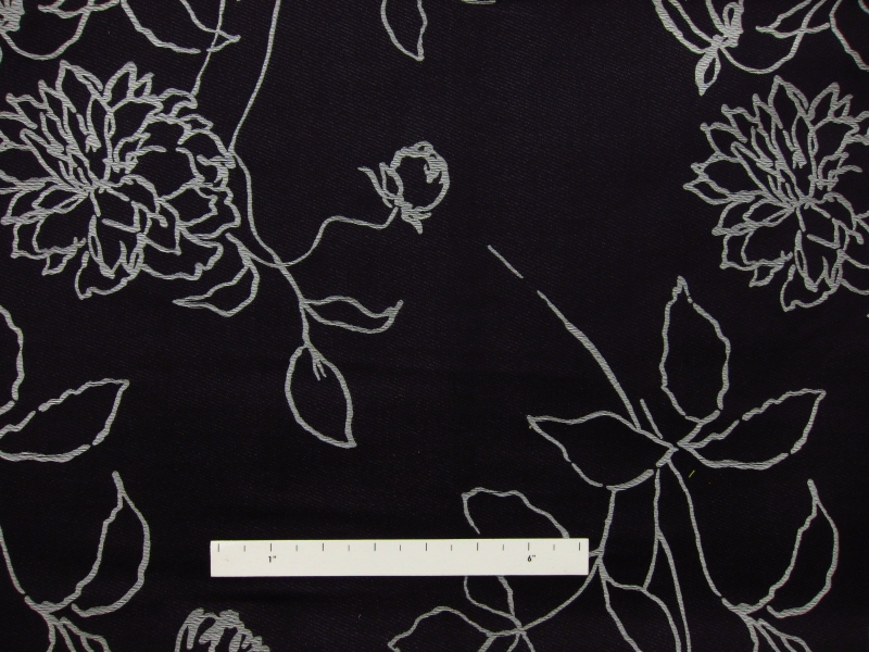 Metallic Brocade with Floral Outlines0