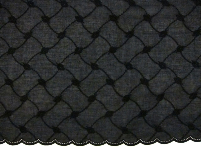 Embroidered Cotton with Eyelet in Black0