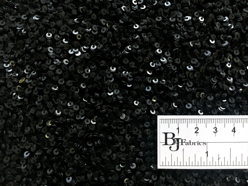 Shiny Black Sequins on Silk Chiffon 1