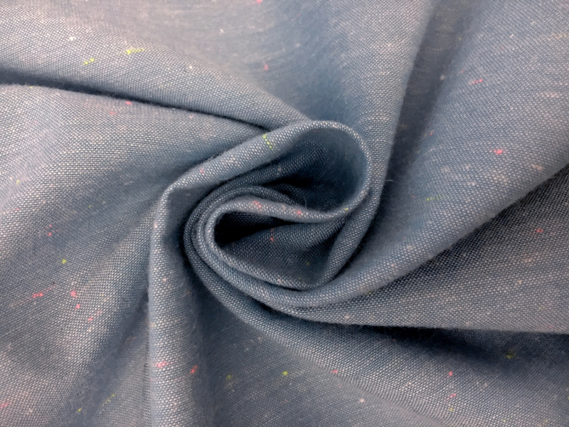 Cotton Chambray Novelty In Blue With Neon Specks1
