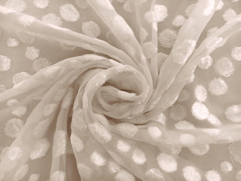 Silk Lurex Burn-Out Velvet Dots in Ivory 1