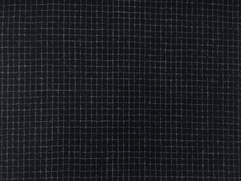 Italian Virgin Wool and Lycra Flannel Grid in Dark Navy0