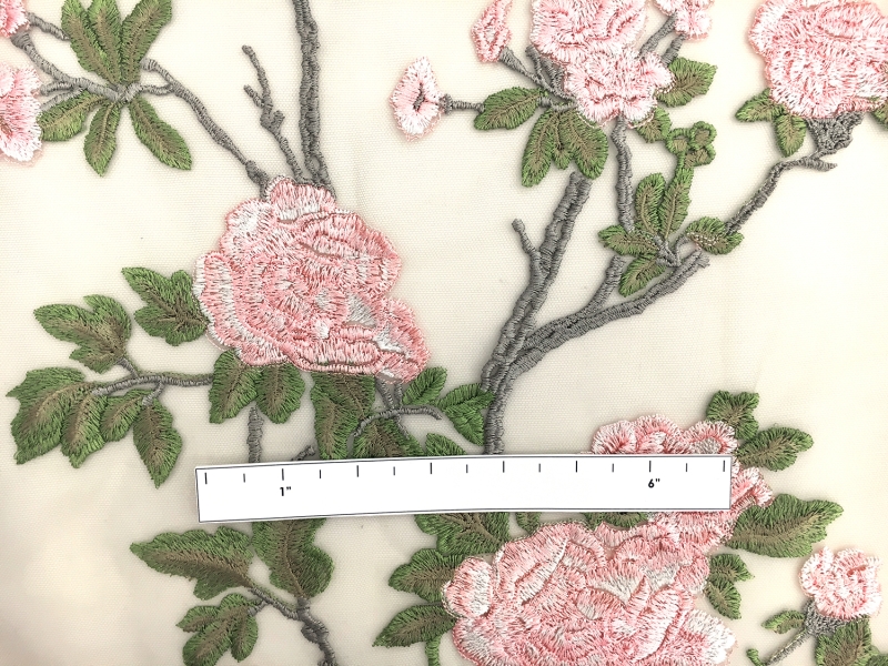 Metallic Embroidered Tulle with Birds and Flowers1