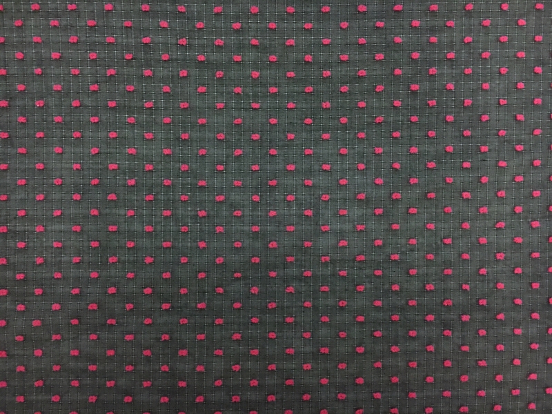 Cotton Plumetis in Black Fuchsia1