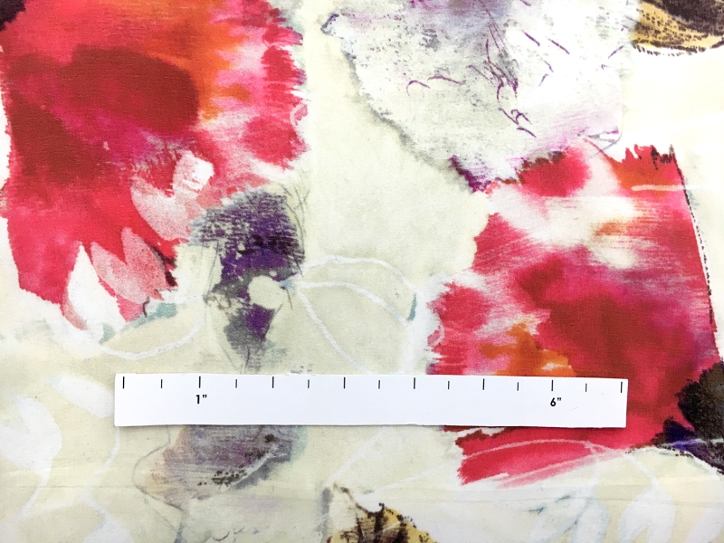 Printed Silk Crepe de Chine with Water Color Poppies1