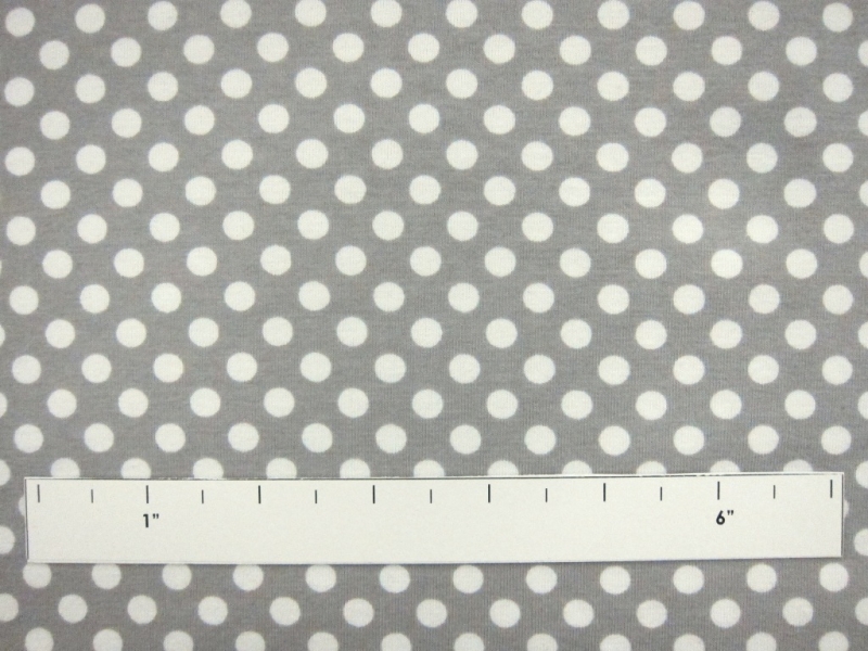 Cotton Jersey Polka Dot Print in Grey1