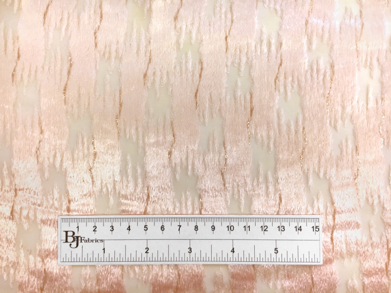 Peach Silk Lurex Burnout Velvet with Abstract Brushstrokes3