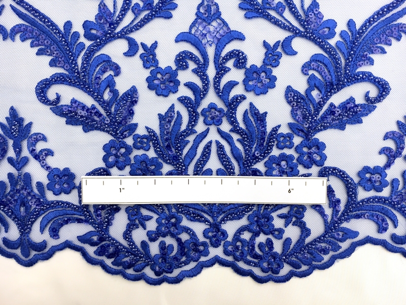 Embroidered and Beaded Tulle in Royal Blue2