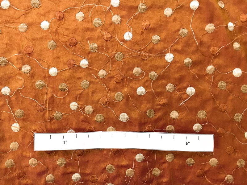 Iridescent Silk Shantung with Embroidered Dots1