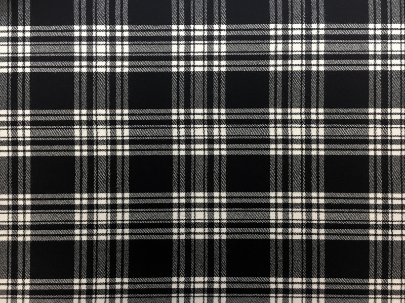 Italian Virgin Wool Black and White Tartan Plaid0