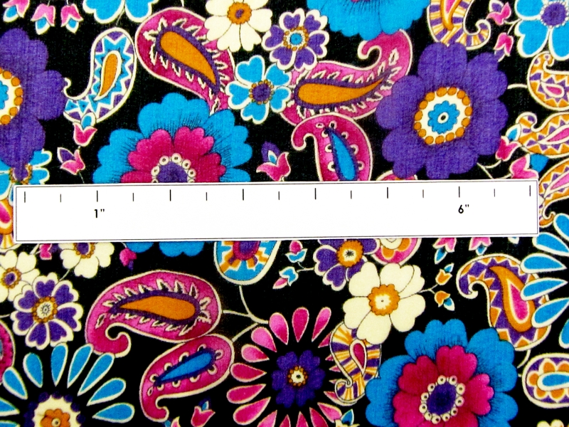 Printed Silk Chiffon with Vibrant Illustrated Florals1