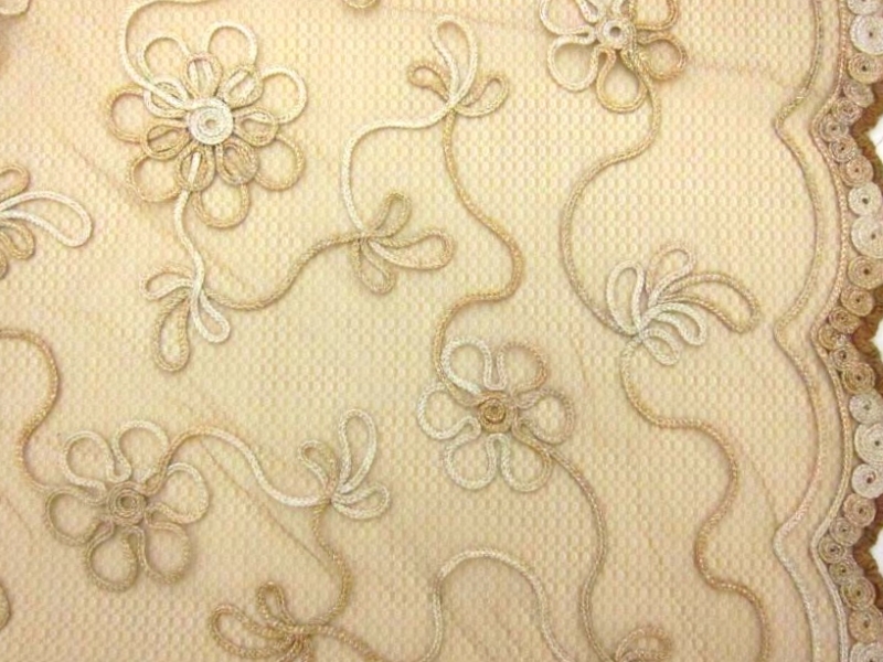 Metallic Ribbon Embroidered Souffle0