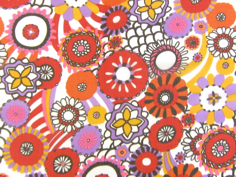 Printed Silk Chiffon Vibrant Illustrated Flowers0